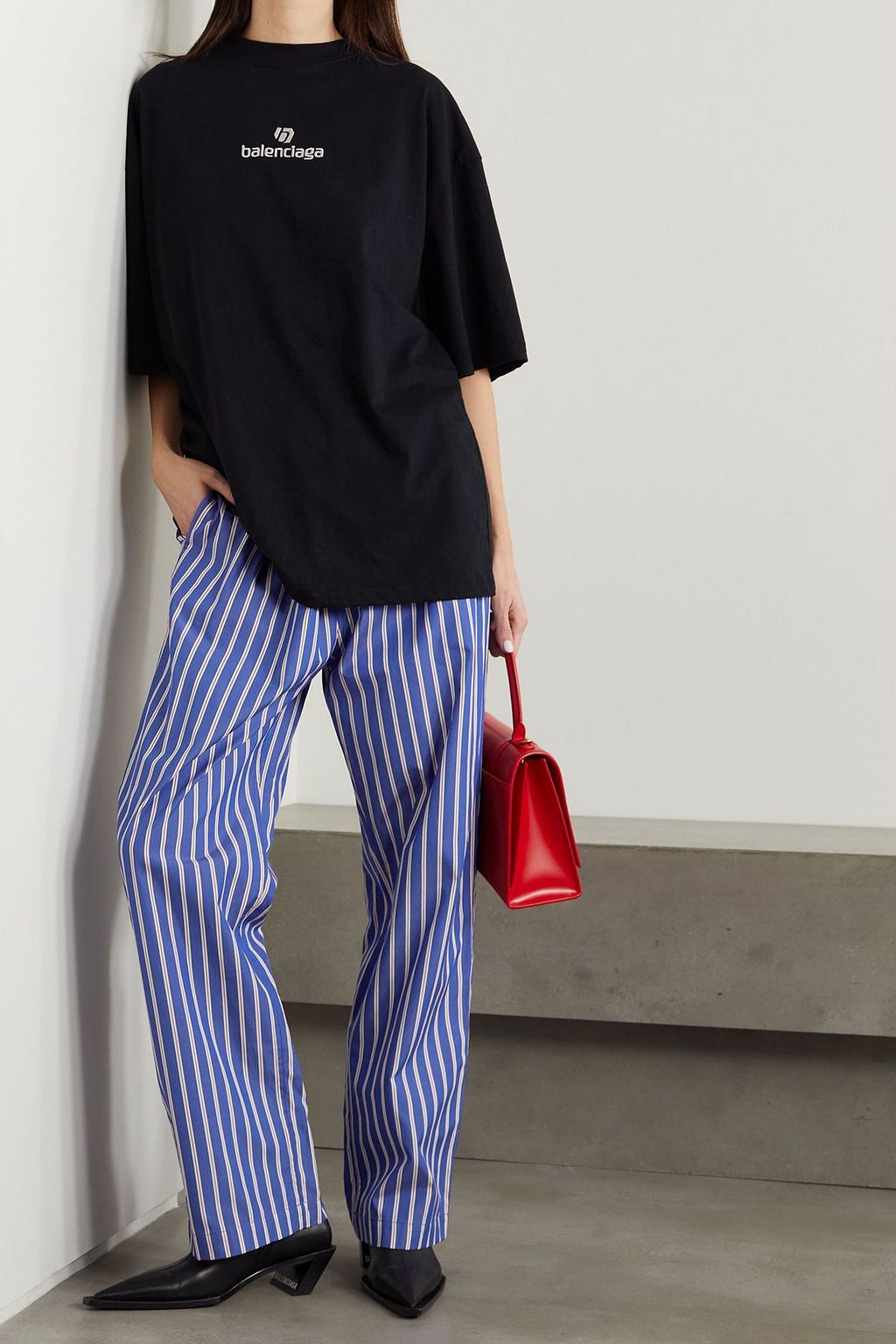 BALENCIAGA Hose aus gestreifter Baumwollpopeline
