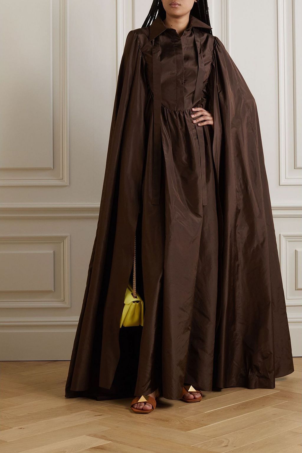 VALENTINO GARAVANI Cape-effect silk-satin gown