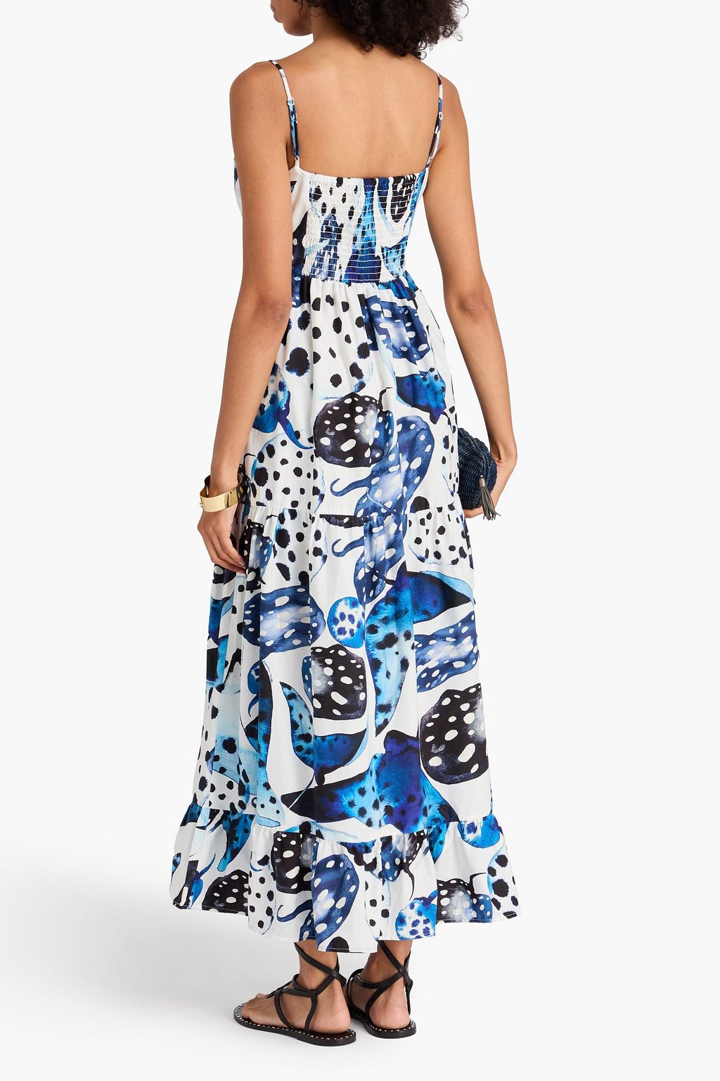 FARM RIO Printed cotton-poplin midi dress