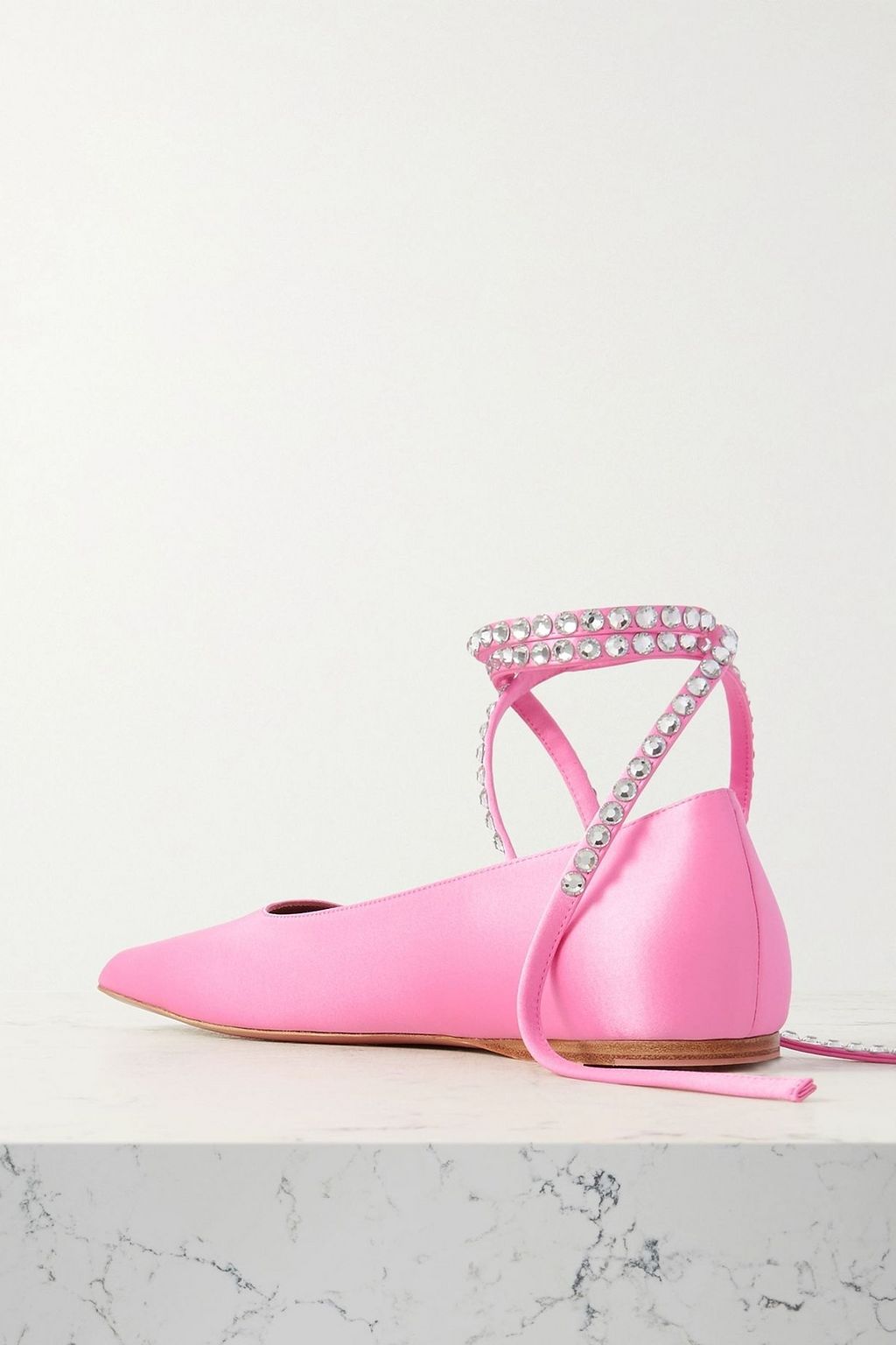 AMINA MUADDI Ane crystal-embellished satin ballet flats