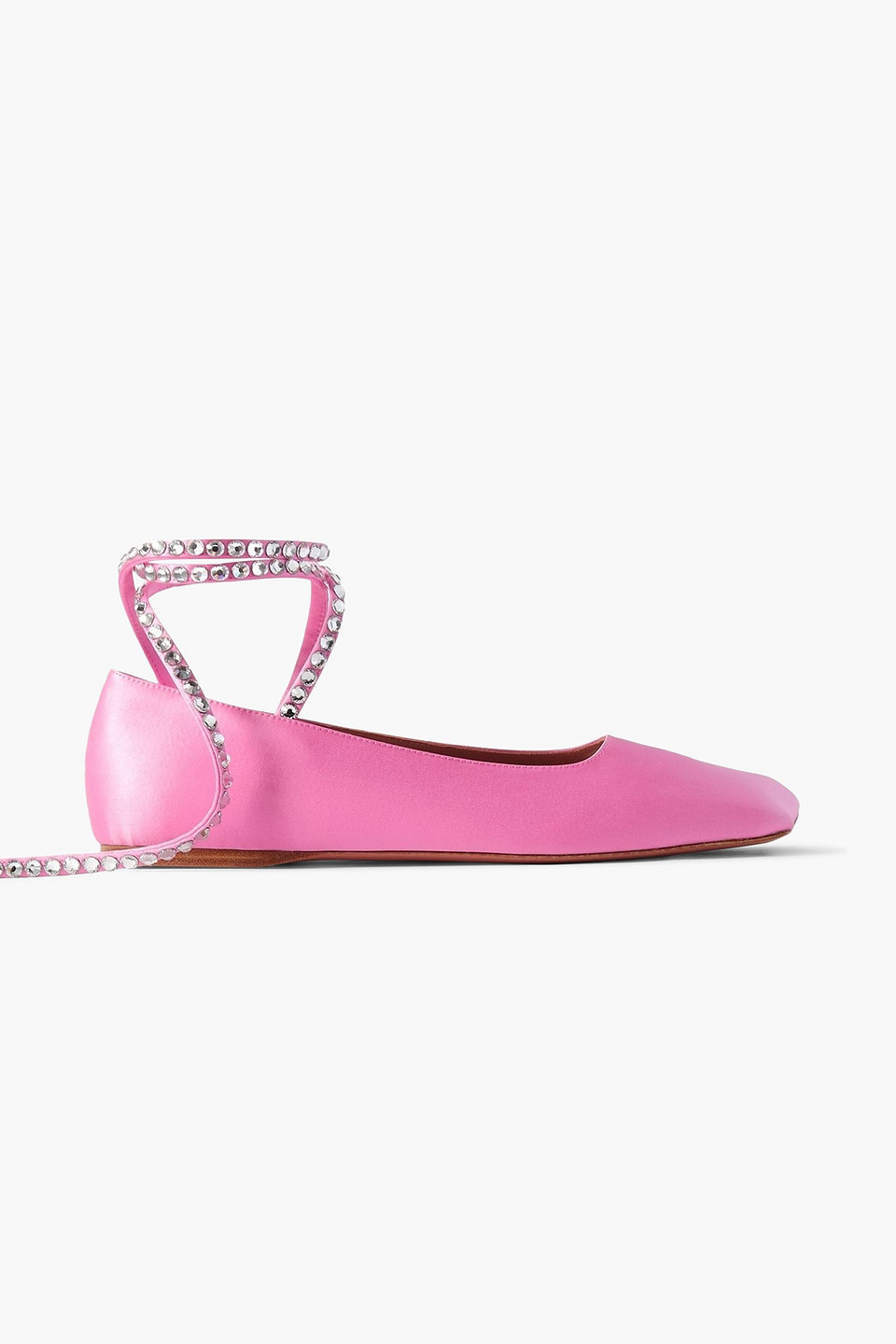 Amina Muaddi Ane Crystal-embellished Satin Ballet Flats In Animal Print