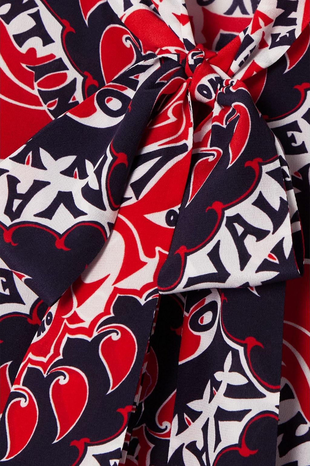 VALENTINO GARAVANI Tie-neck printed silk-crepe shirt