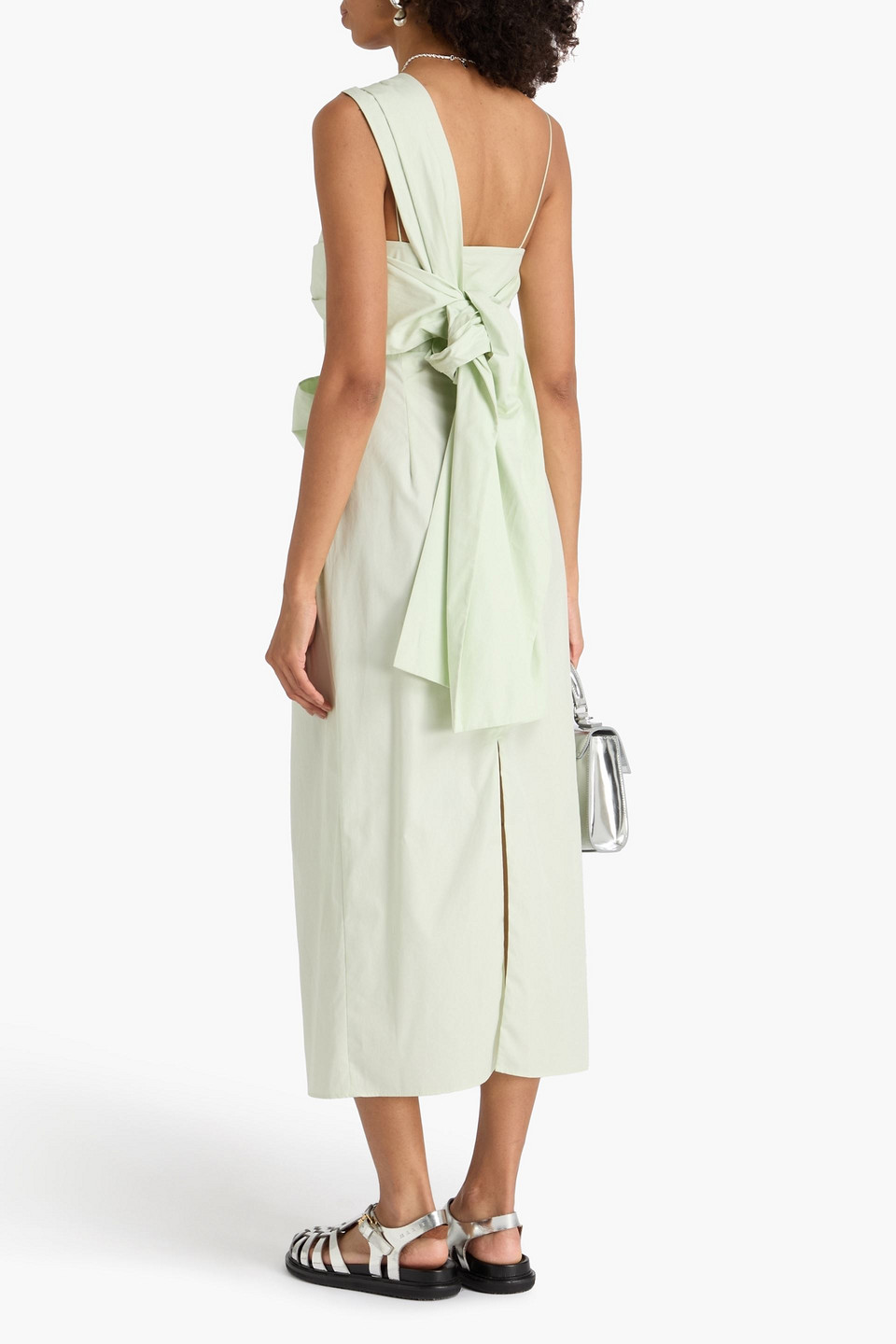  Cecilie Bahnsen - Valentina Midikleid Aus Baumwollpopeline Mit Asymmetrischer Schulterpartie - Grün - Uk 16 