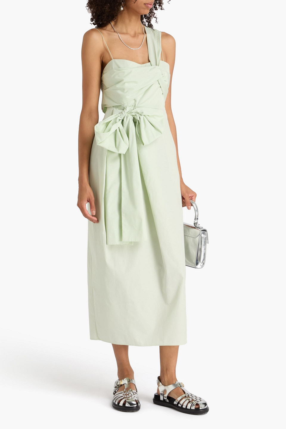  Cecilie Bahnsen - Valentina Midikleid Aus Baumwollpopeline Mit Asymmetrischer Schulterpartie - Grün - Uk 16 