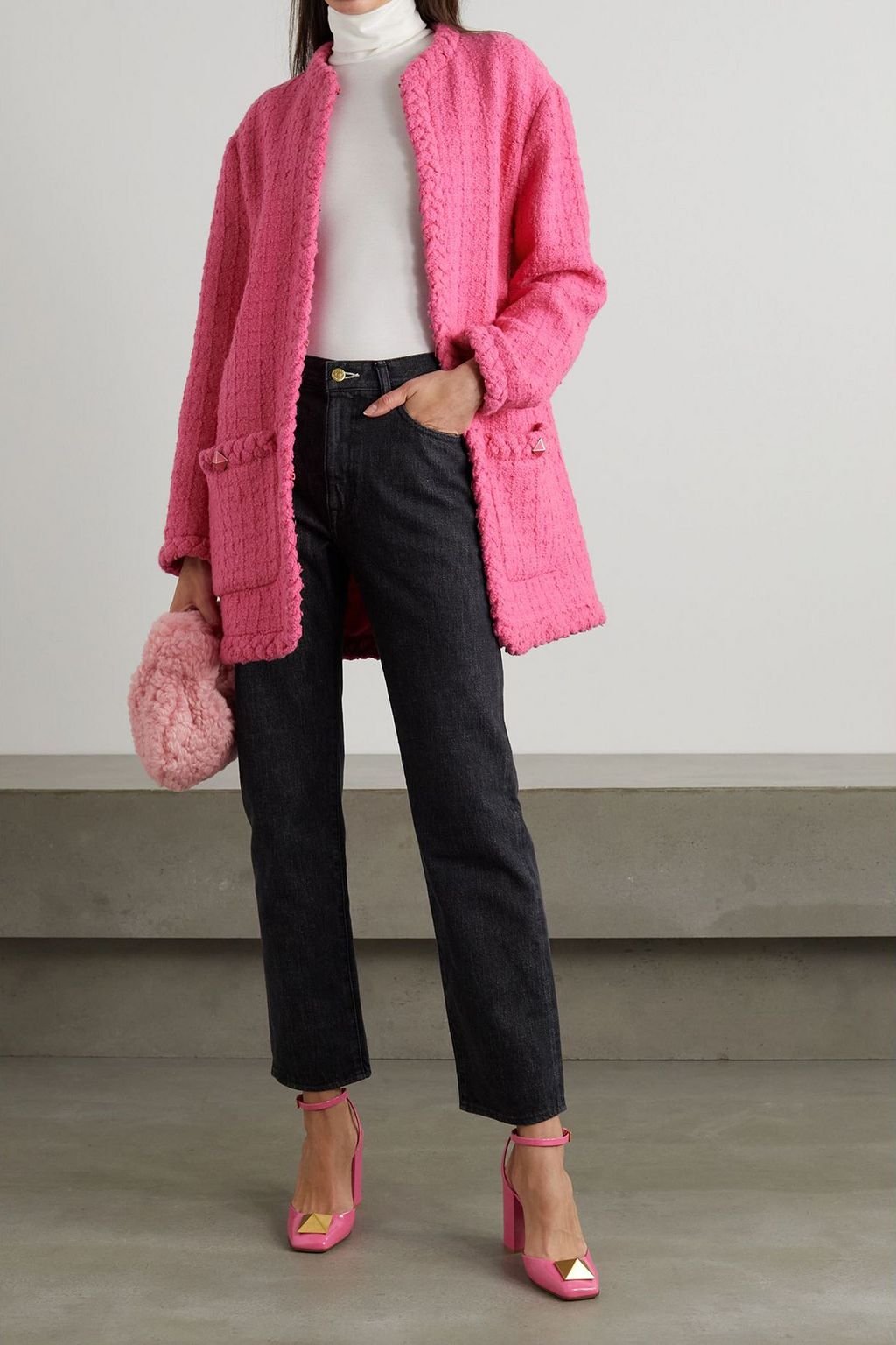 VALENTINO GARAVANI Braided wool-blend bouclé-tweed jacket