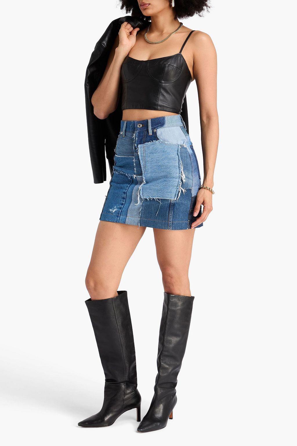 DOLCE&GABBANA Patchwork denim mini skirt