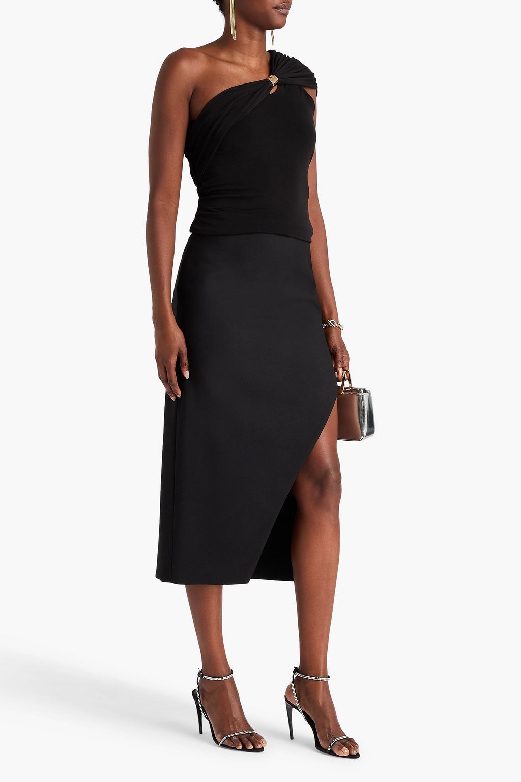 HERVÉ LÉGER Sofia one-shoulder embellished jersey top