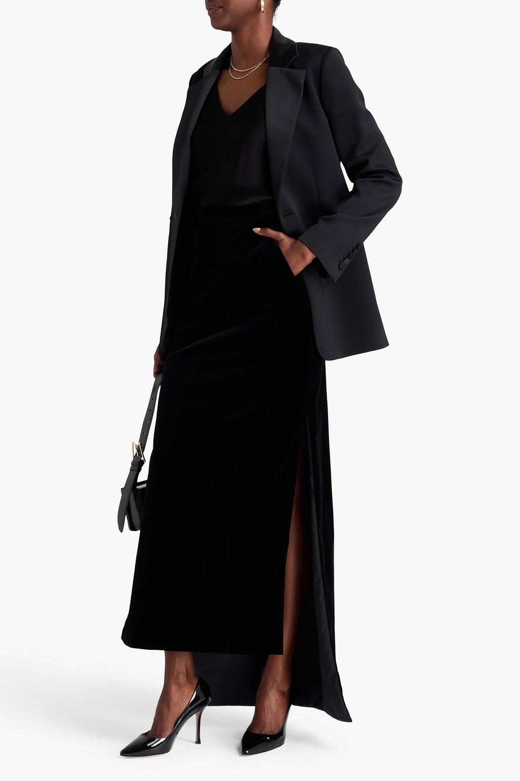 MAX MARA Maxirock „Zuppa“ aus Samt aus einer Baumwollmischung