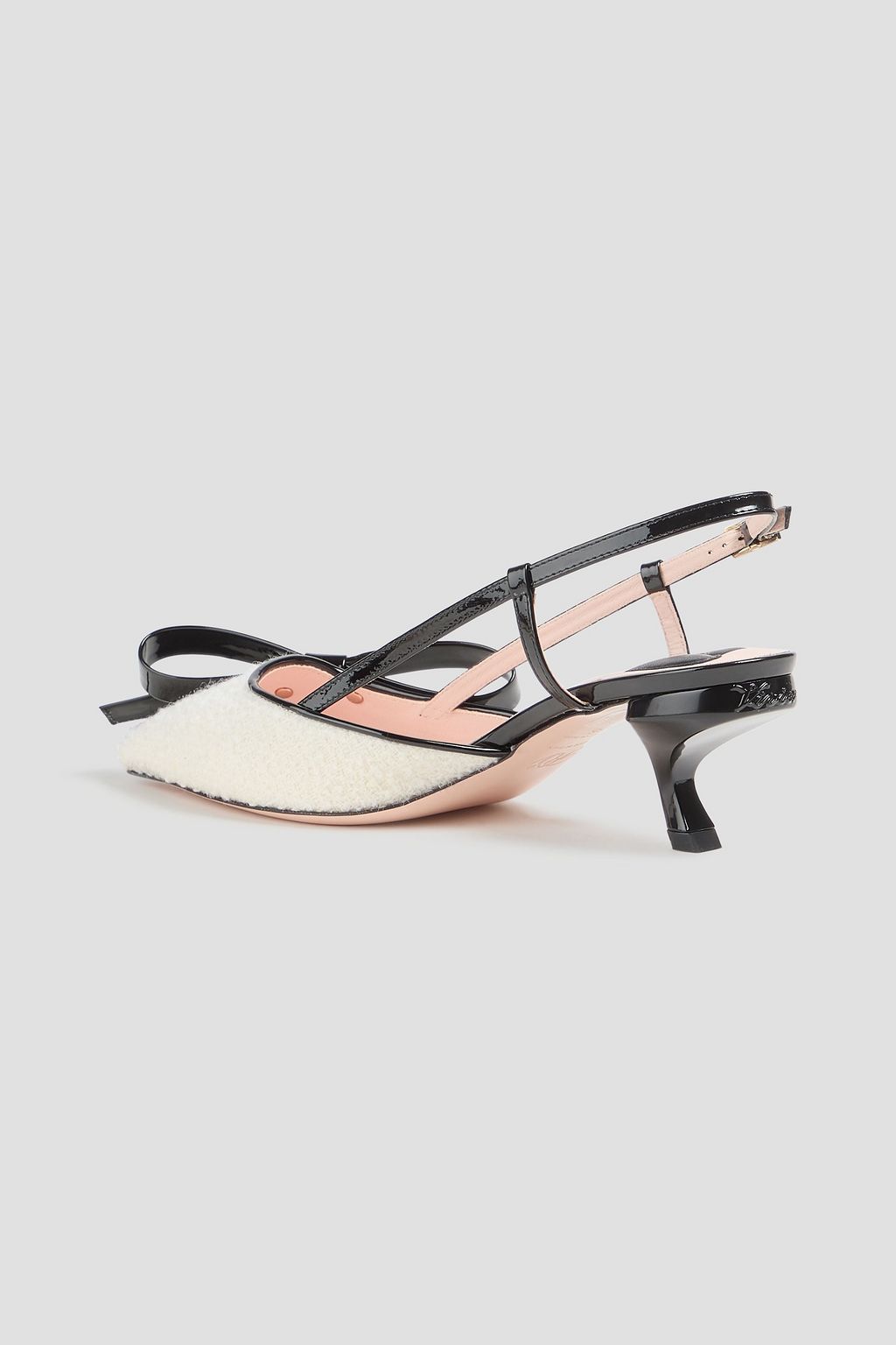 ROGER VIVIER Virgule 55 パテントレザー&ブークレツイード スリングバックパンプス