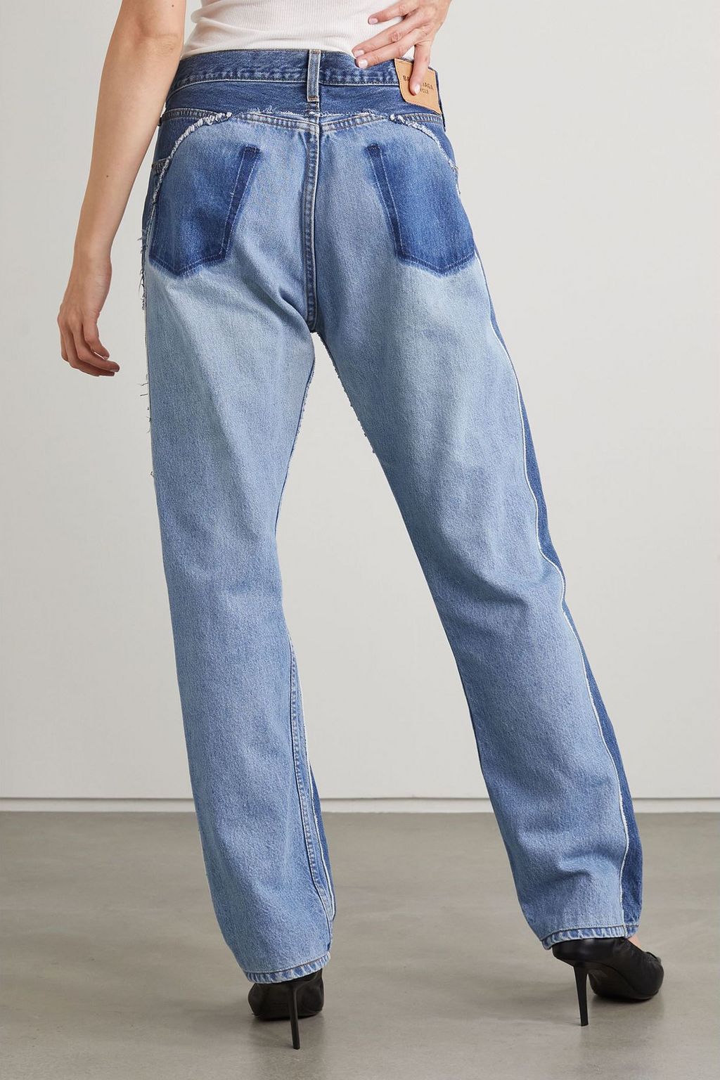 BALENCIAGA Two-tone mid-rise wide-leg jeans