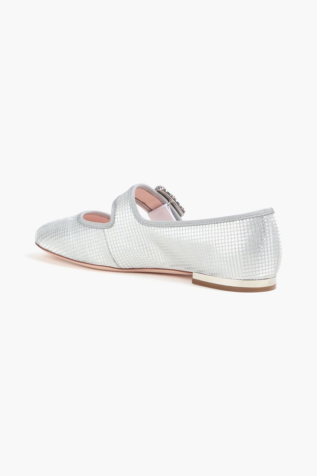 ROGER VIVIER Très Vivier Mary-Jane-Ballerinas aus Lamé mit Kristallverzierung