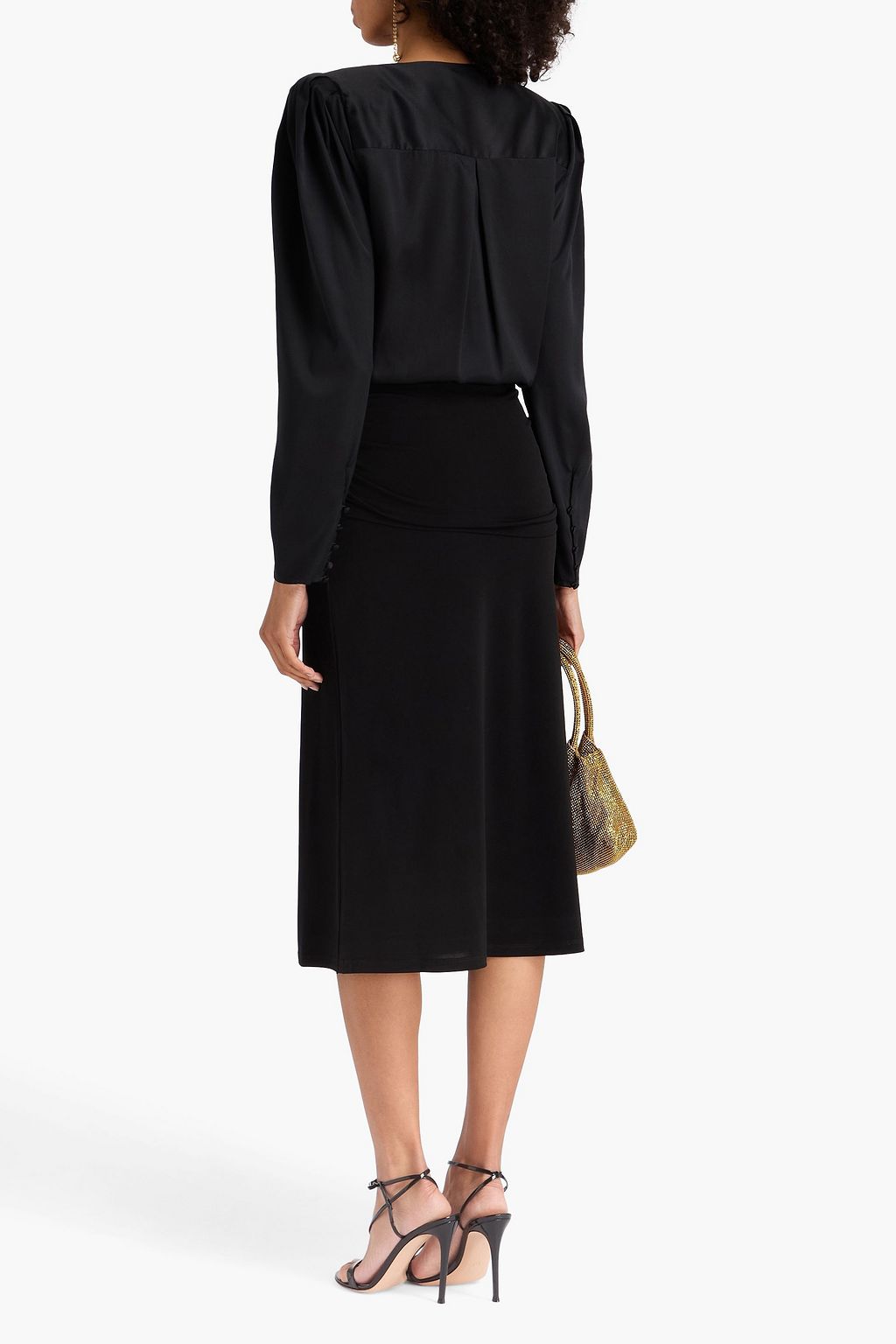 HERVÉ LÉGER Valentina embellished draped stretch-jersey midi skirt
