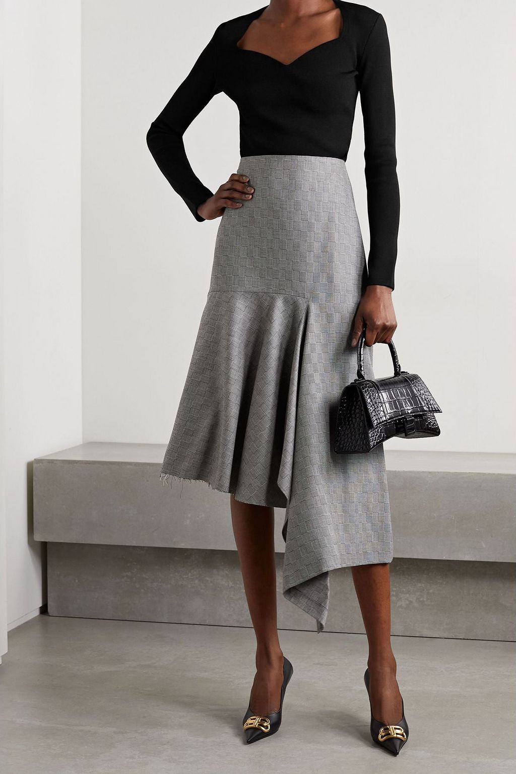 BALENCIAGA Ribbed stretch-knit top