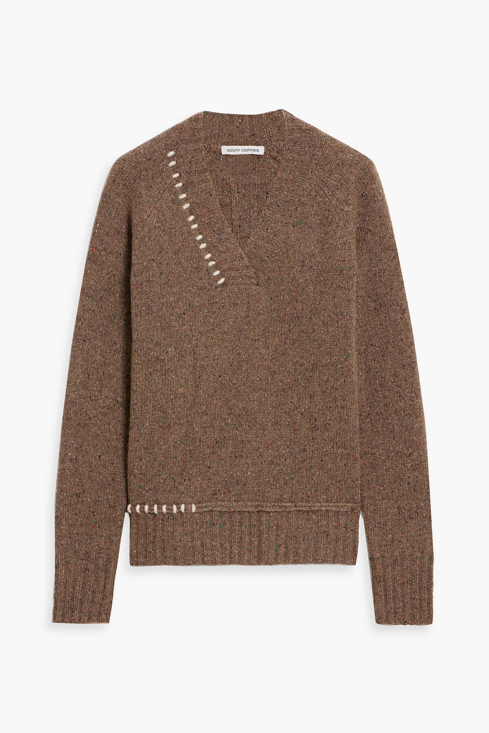 Autumn Cashmere Embroidered Donegal Cashmere Sweater In Brown