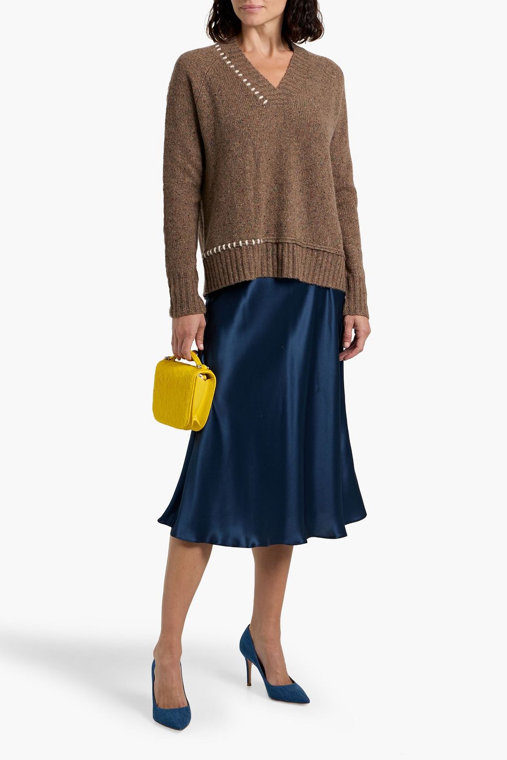 AUTUMN CASHMERE Embroidered Donegal cashmere sweater