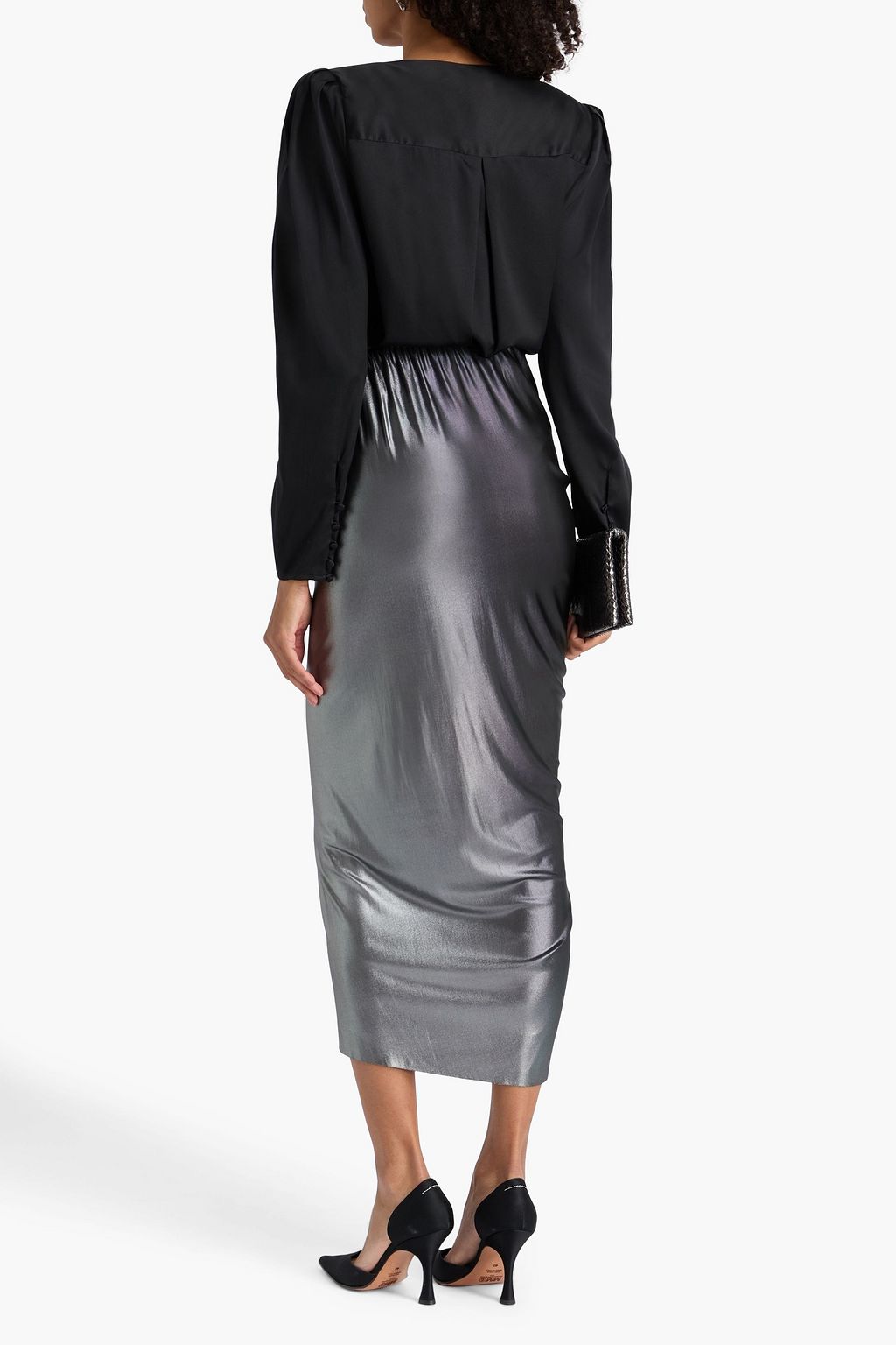 RICK OWENS LILIES تنورة متوسطة الطول بقصّة مستقيمة من الجيرسي المطاطي بتصميم الرداء
