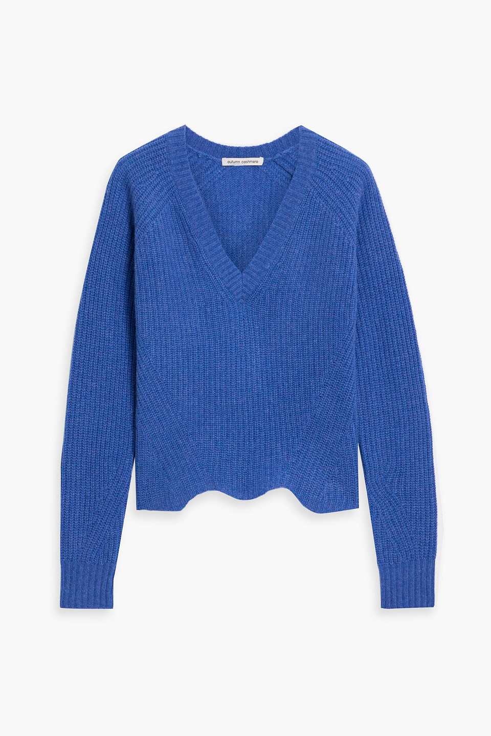 Autumn Cashmere Scalloped Cashmere Sweater In Blue