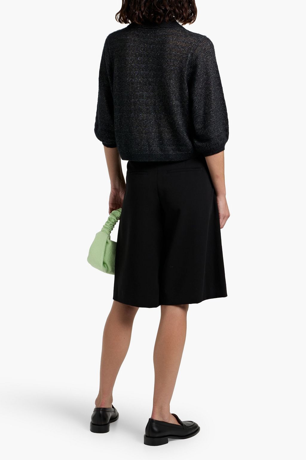AUTUMN CASHMERE Metallic pointelle-knit cashmere and silk-blend cardigan