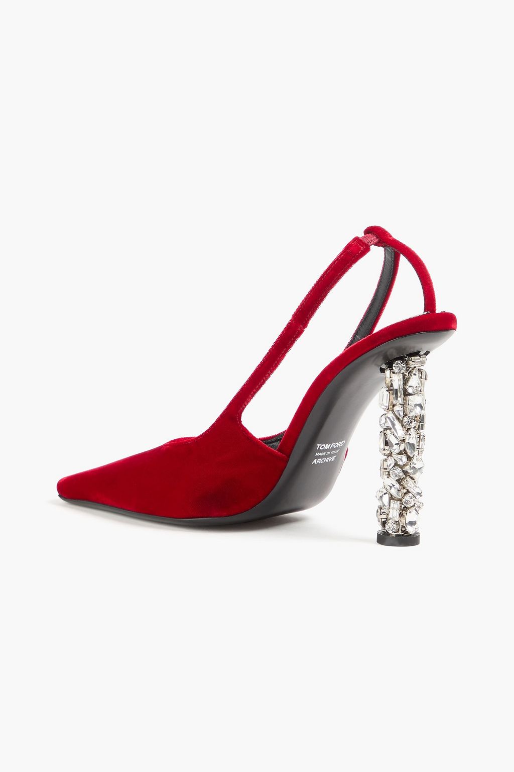 TOM FORD Crystal-embellished velvet pumps