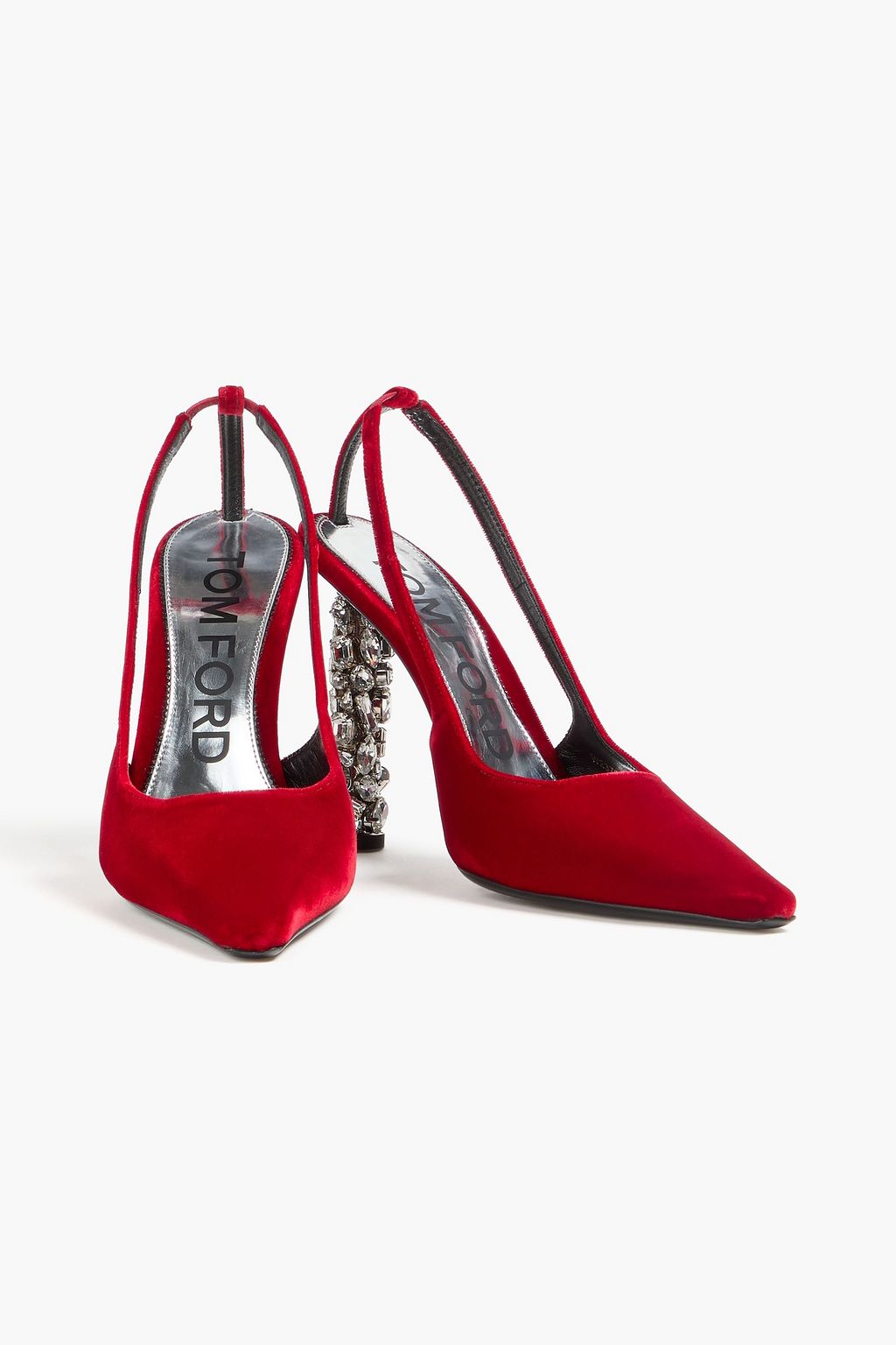 TOM FORD Crystal-embellished velvet pumps