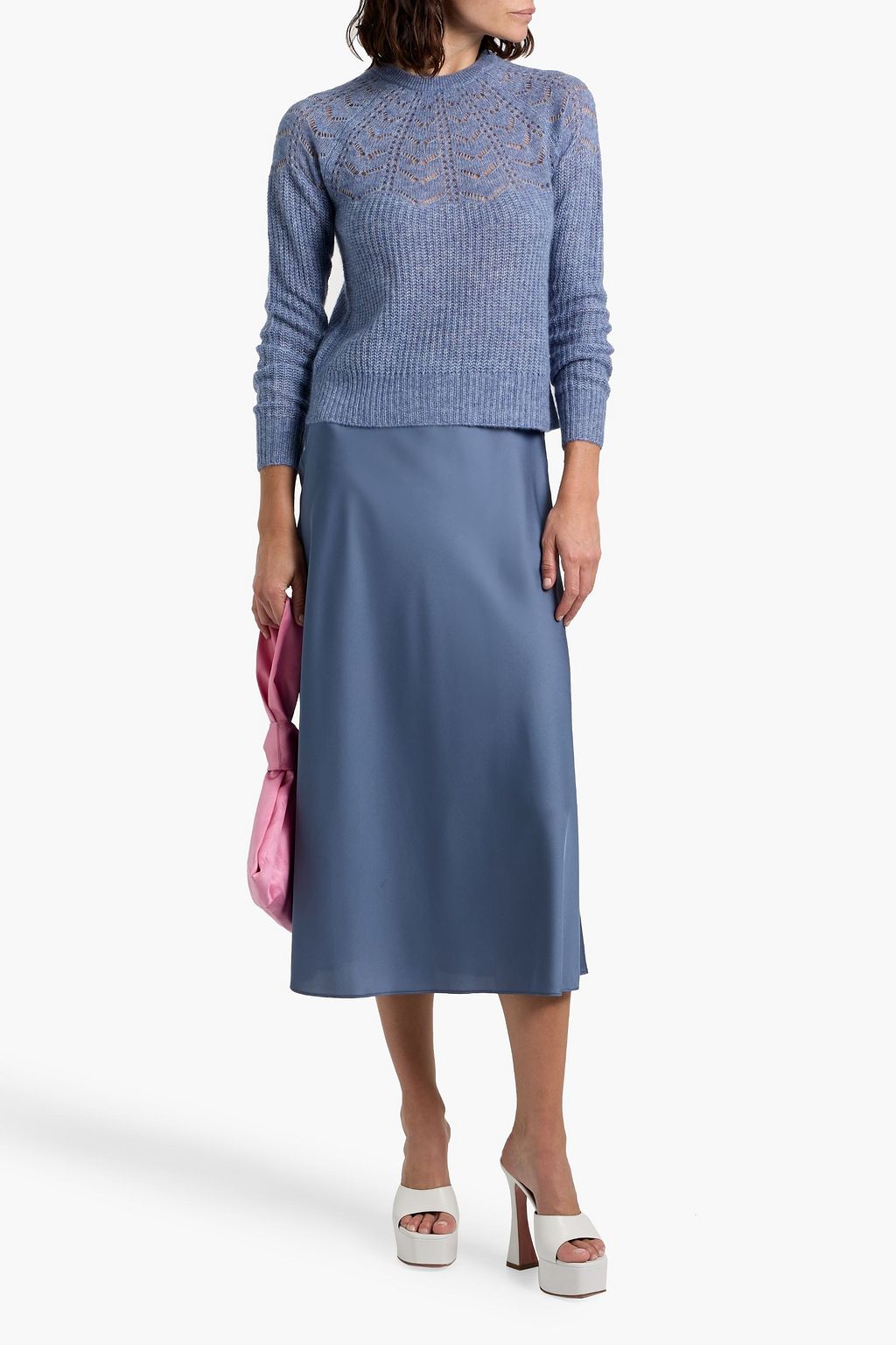 AUTUMN CASHMERE Pointelle-knit cashmere and silk-blend sweater
