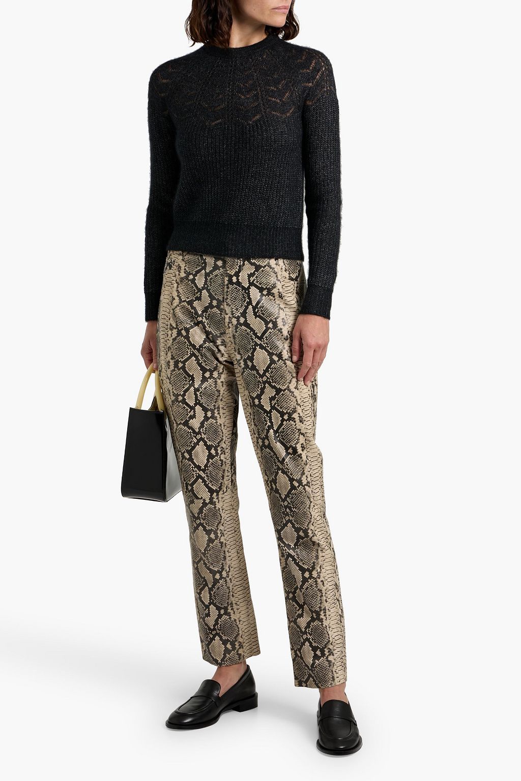 AUTUMN CASHMERE Metallic pointelle-knit cashmere and silk-blend sweater