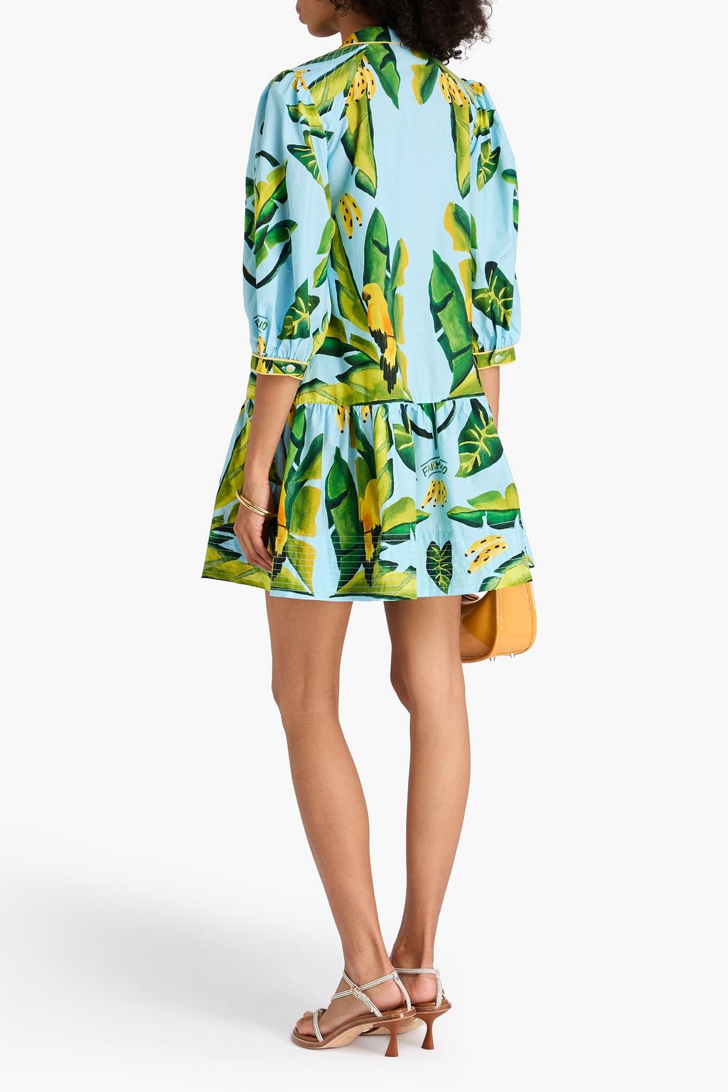 FARM RIO Printed cotton mini shirt dress