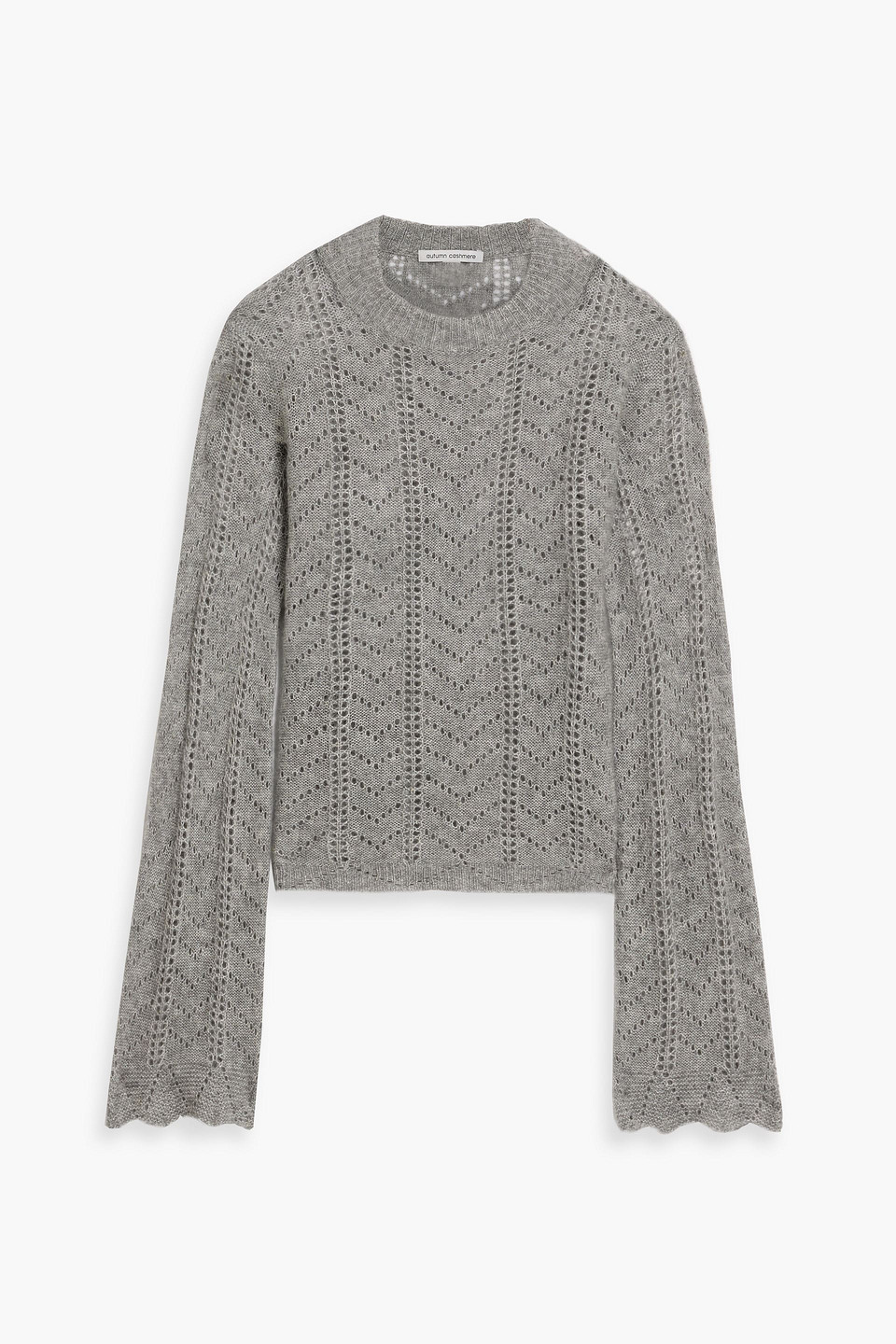 Autumn Cashmere Pointelle-knit Cashmere And Silk-blend Sweater In Gray