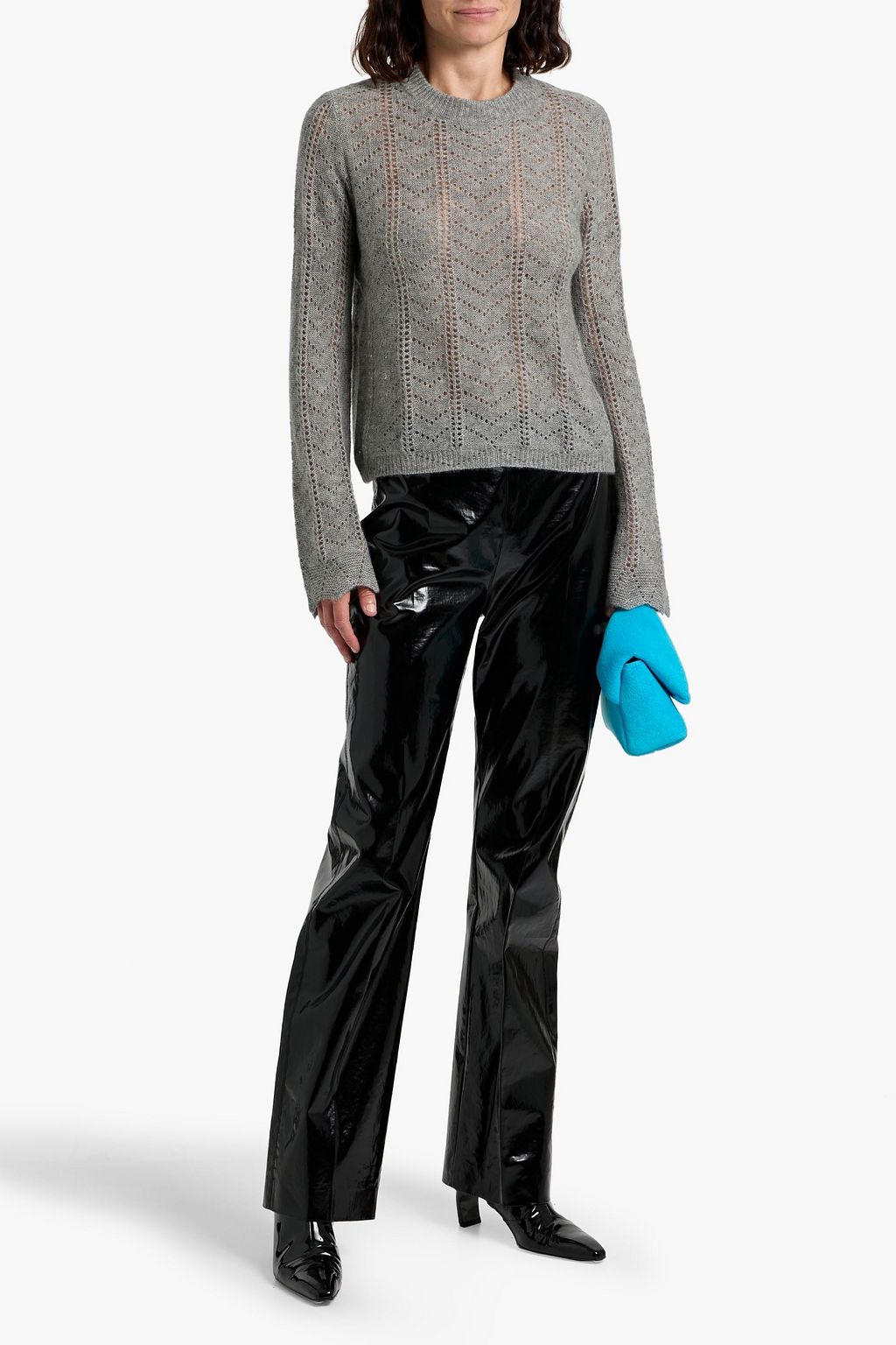AUTUMN CASHMERE Pointelle-knit cashmere and silk-blend sweater