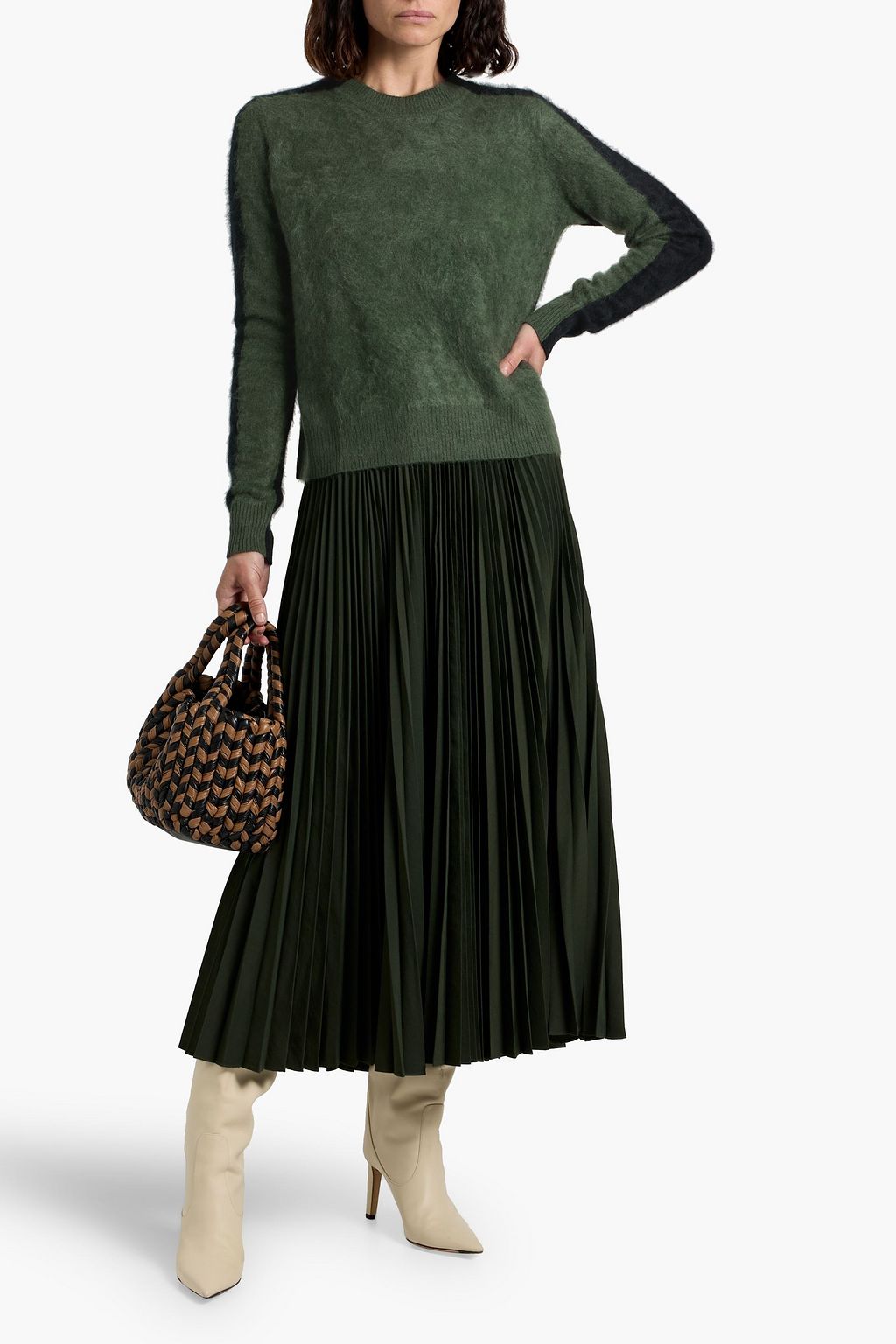 AUTUMN CASHMERE Two-tone cashmere sweater