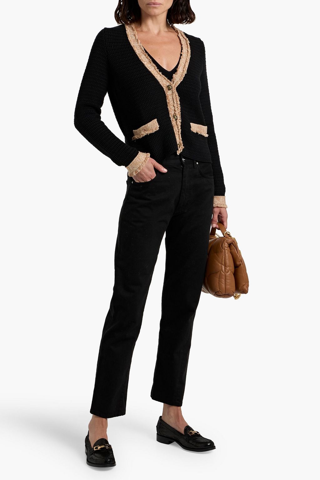 AUTUMN CASHMERE Fringed cotton cardigan