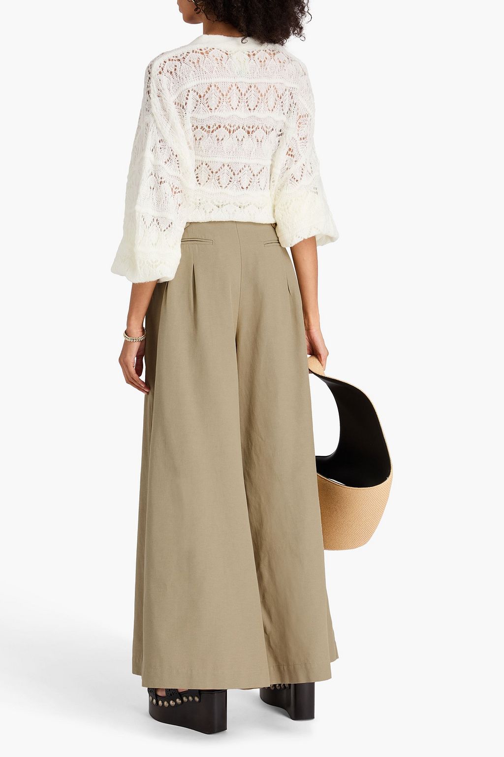 FARM RIO Pleated faille wide-leg pants