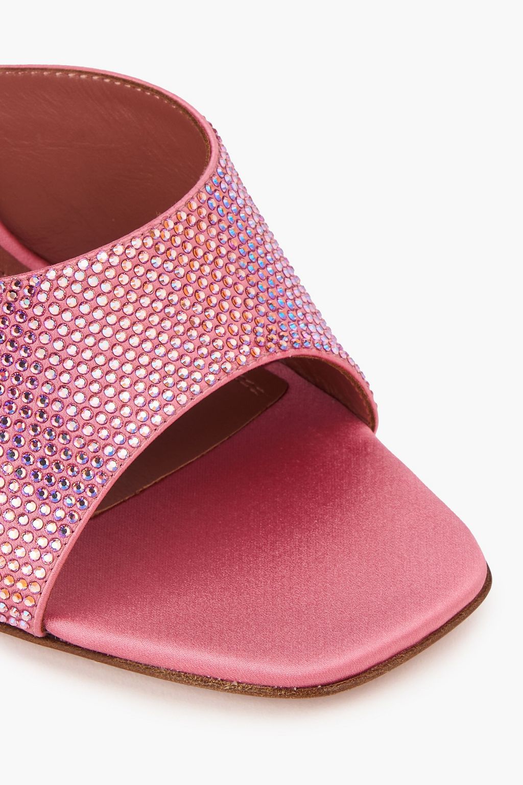 AMINA MUADDI Lupita iridescent crystal-embellished satin wedge mules