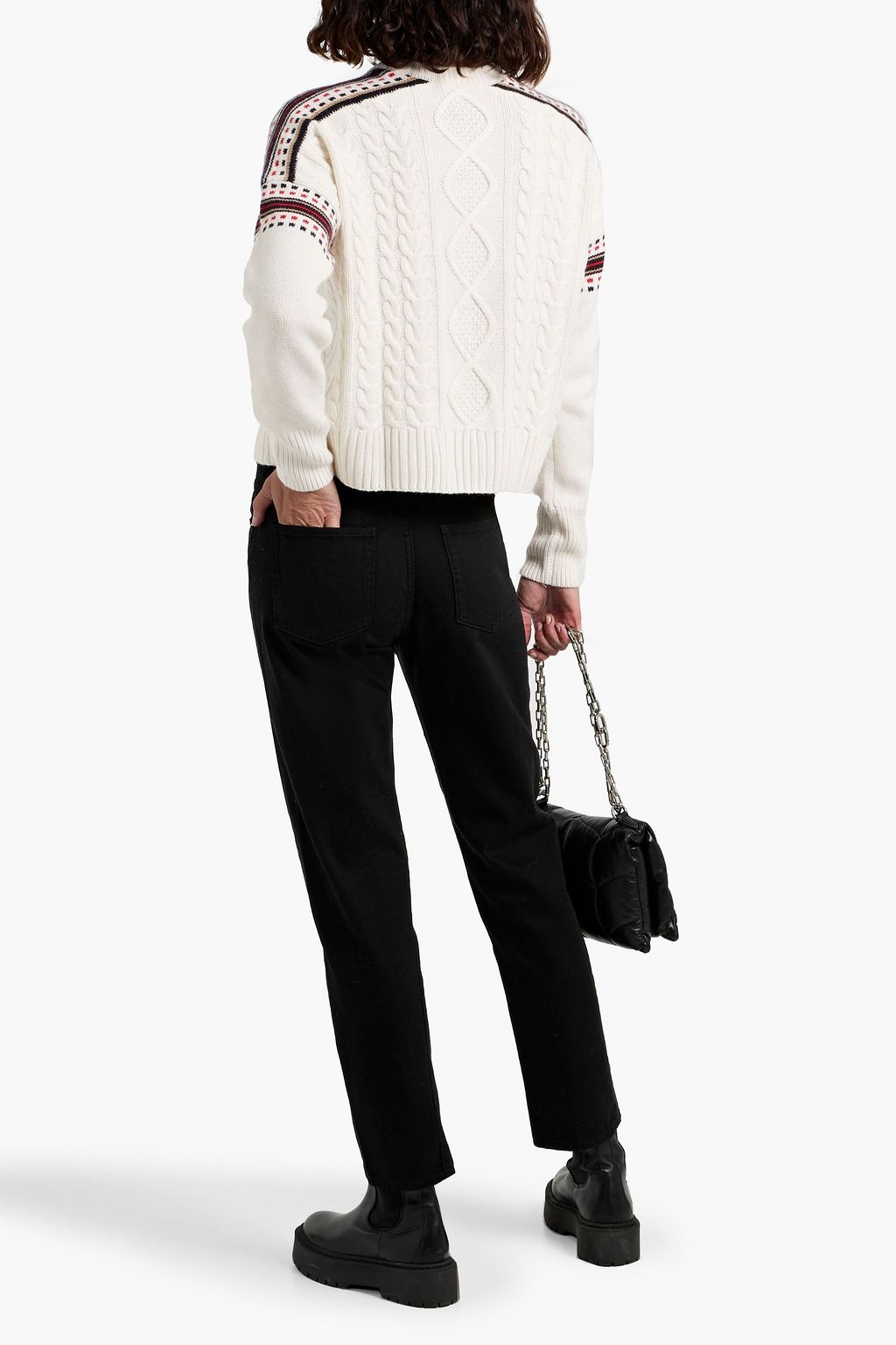 AUTUMN CASHMERE Intarsia and cable-knit sweater