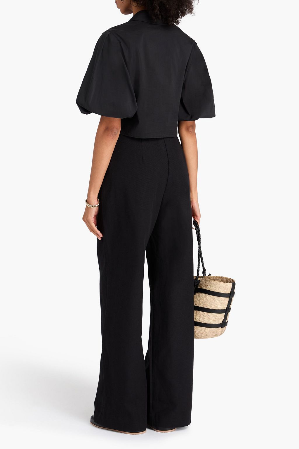 FARM RIO Pleated faille wide-leg pants