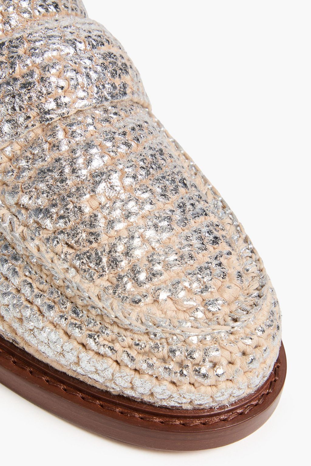 CHLOÉ Kayla metallic crochet loafers