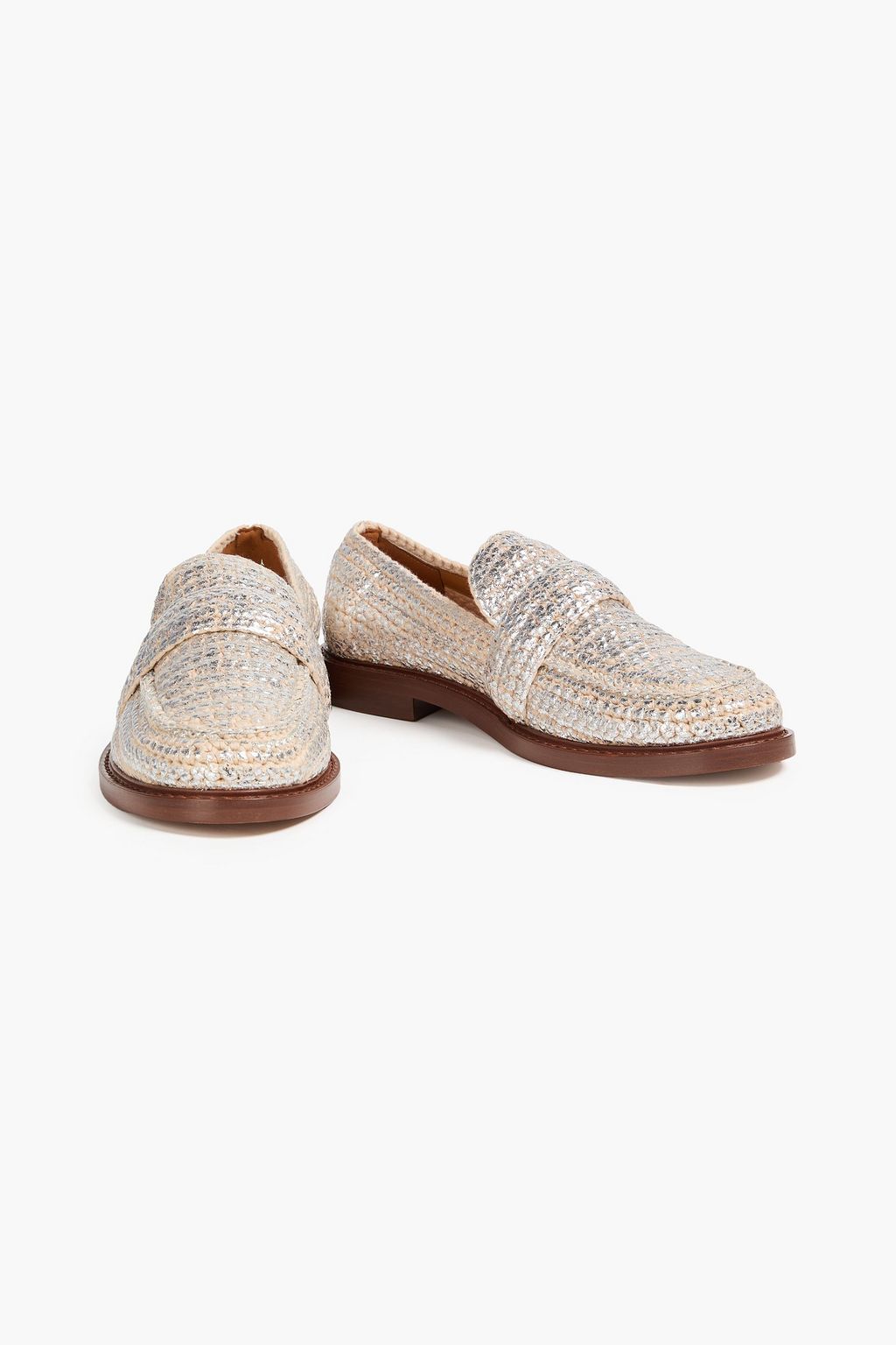 CHLOÉ Kayla metallic crochet loafers