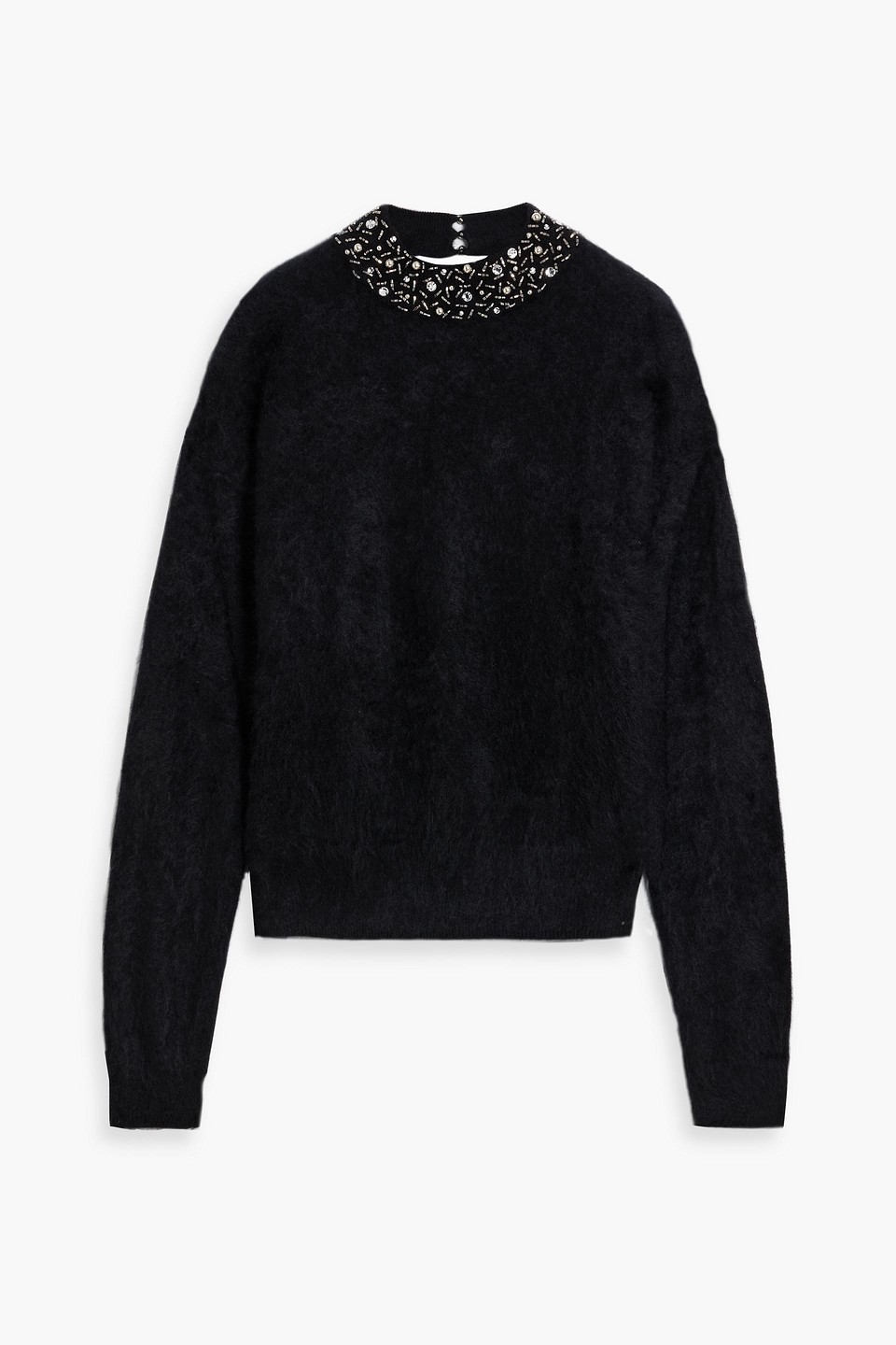Autumn Cashmere Embellished Brushed Cashmere Sweater In Black