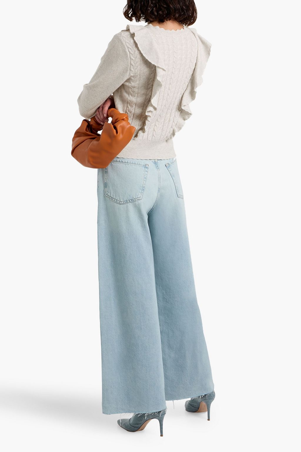 AUTUMN CASHMERE Ruffled cable-knit cashmere sweater