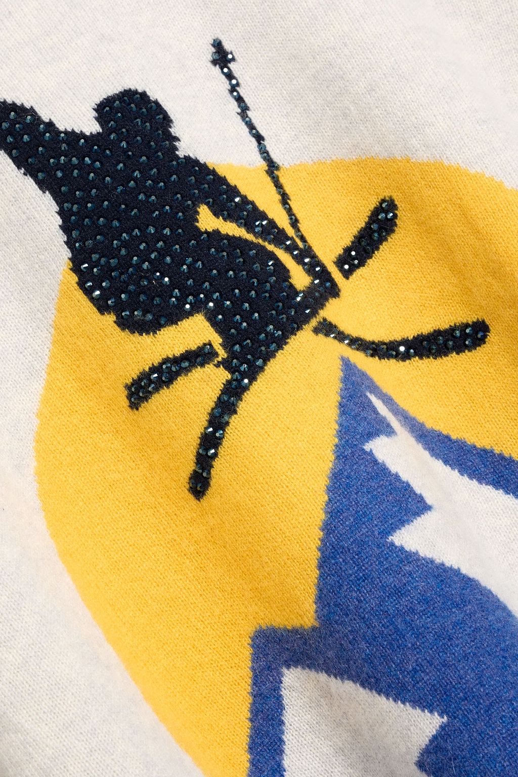 AUTUMN CASHMERE Crystal-embellished intarsia cashmere sweater