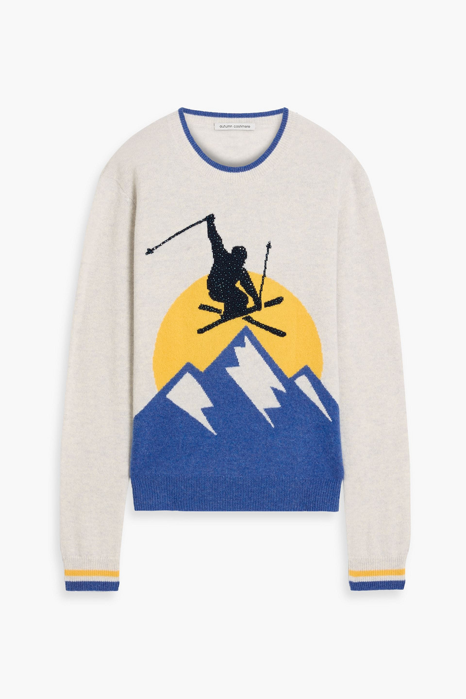 Autumn Cashmere Crystal-embellished Intarsia Cashmere Sweater In Multi