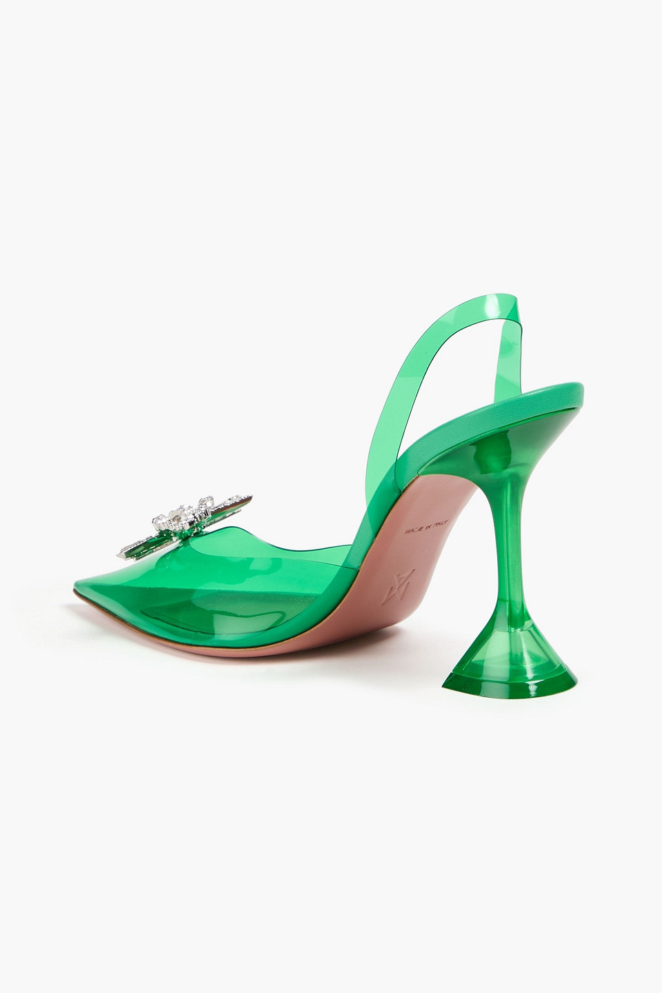 Amina Muaddi - Rosie Crystal-embellished Pvc Slingback Pumps - Green - Eu 36 
