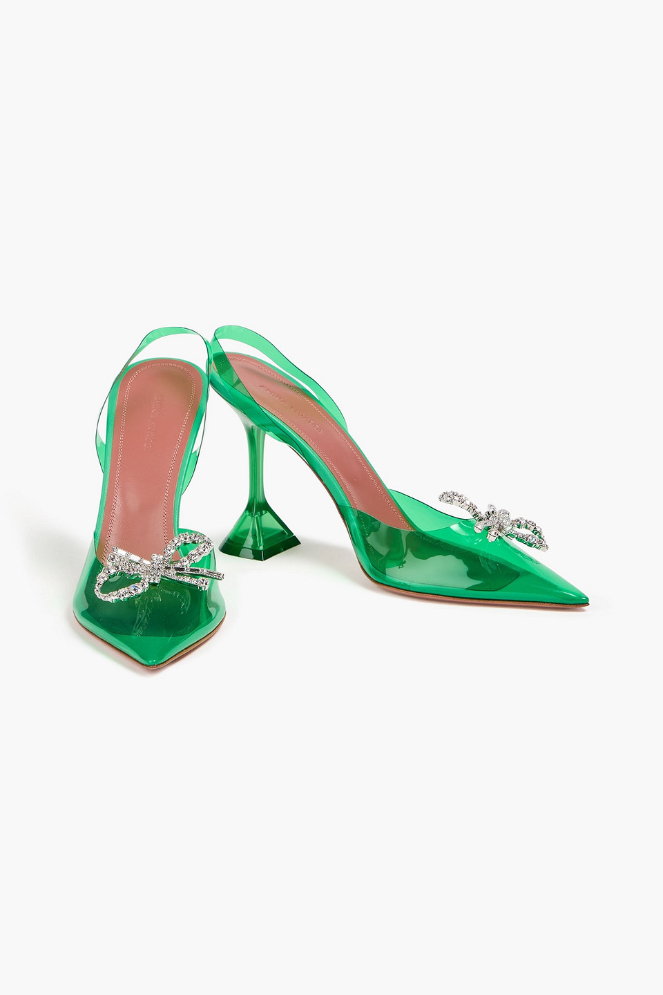 Amina Muaddi - Rosie Crystal-embellished Pvc Slingback Pumps - Green - Eu 36 