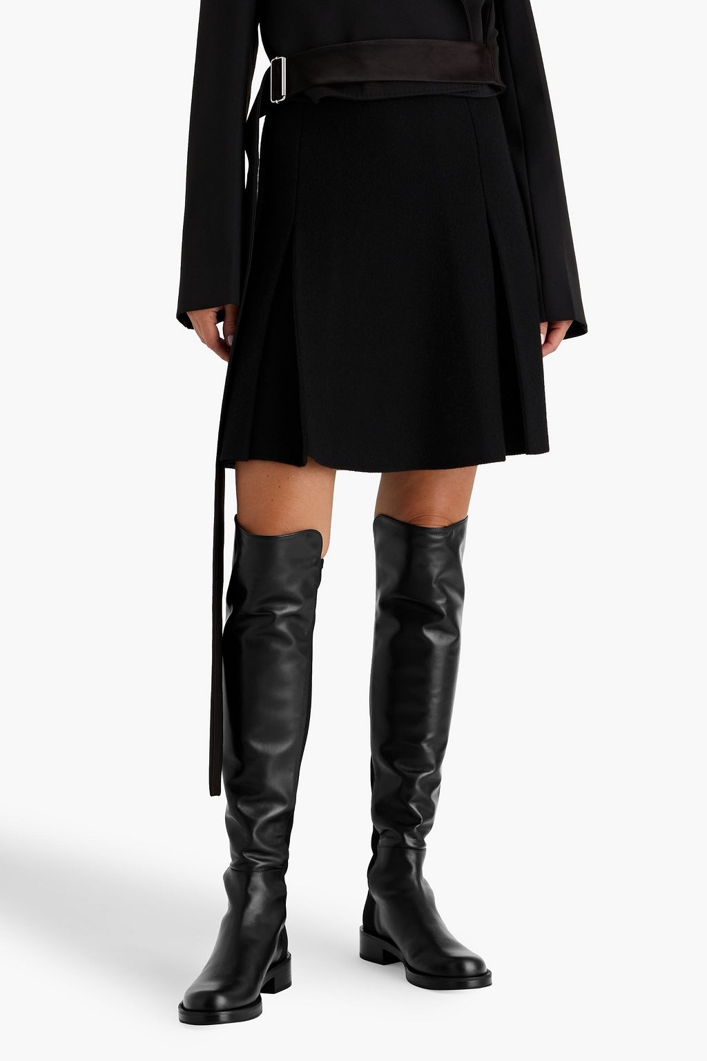 STUART WEITZMAN Microstretch and leather over-the-knee boots