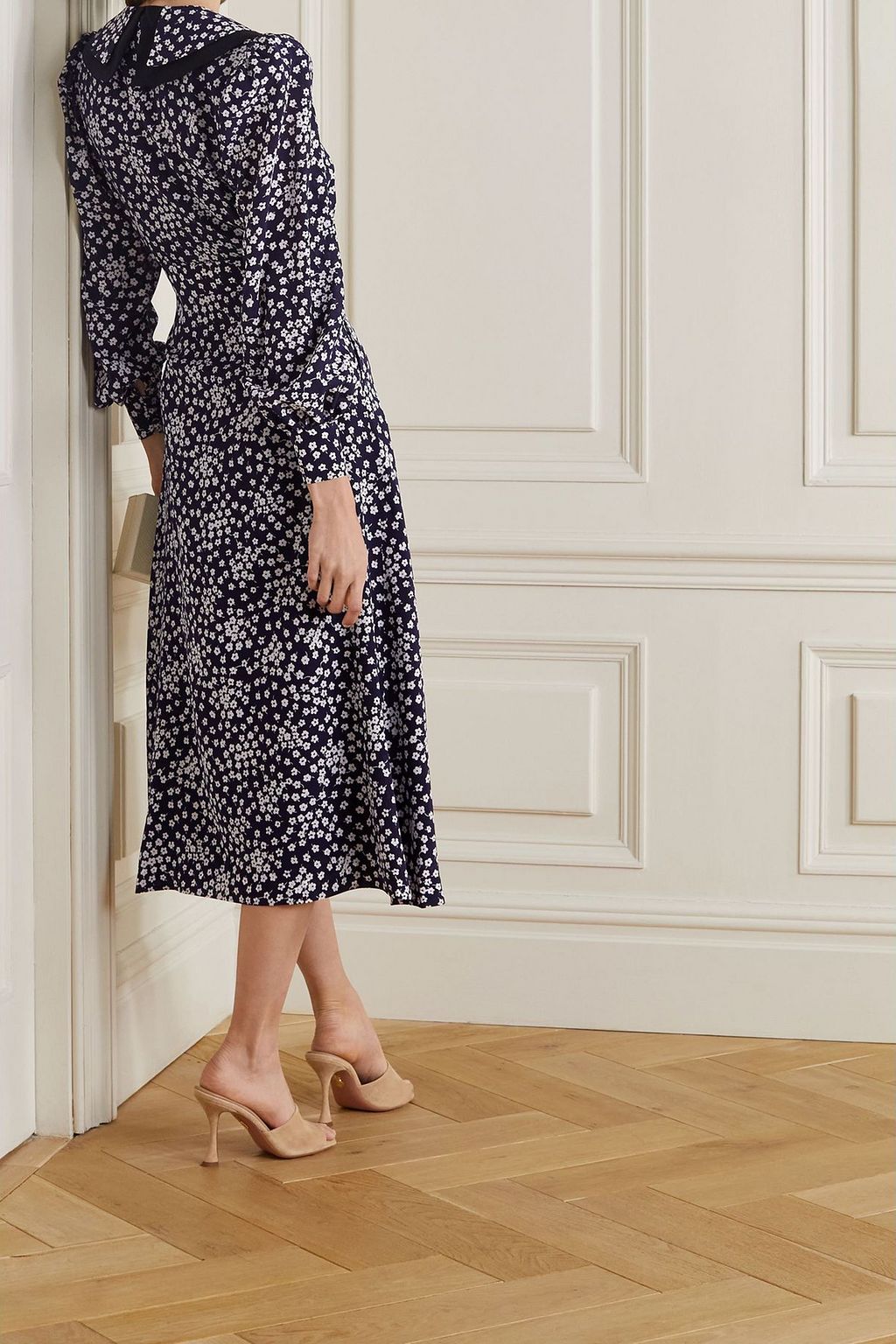 ALESSANDRA RICH Floral-print silk crepe de chine midi dress