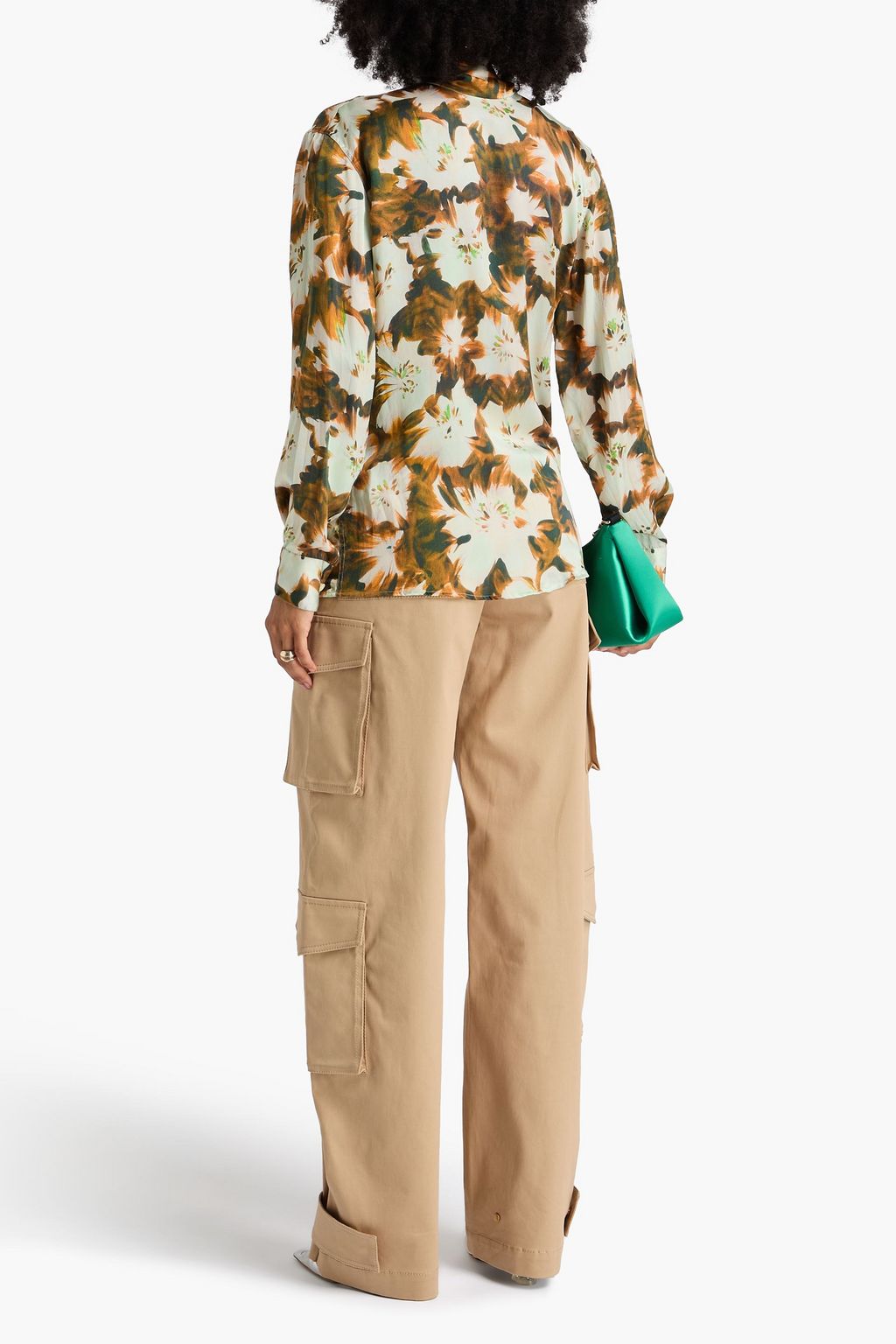 DRIES VAN NOTEN 플로럴 프린트 워시드 실크 셔츠