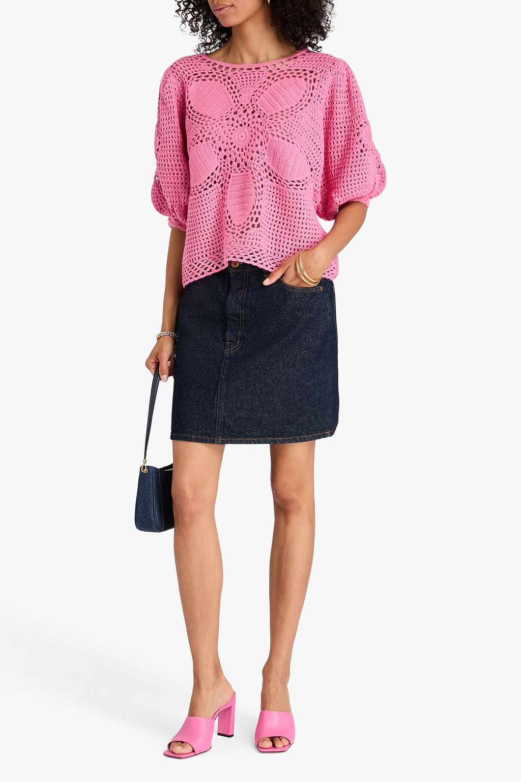 FARM RIO Crochet-knit top