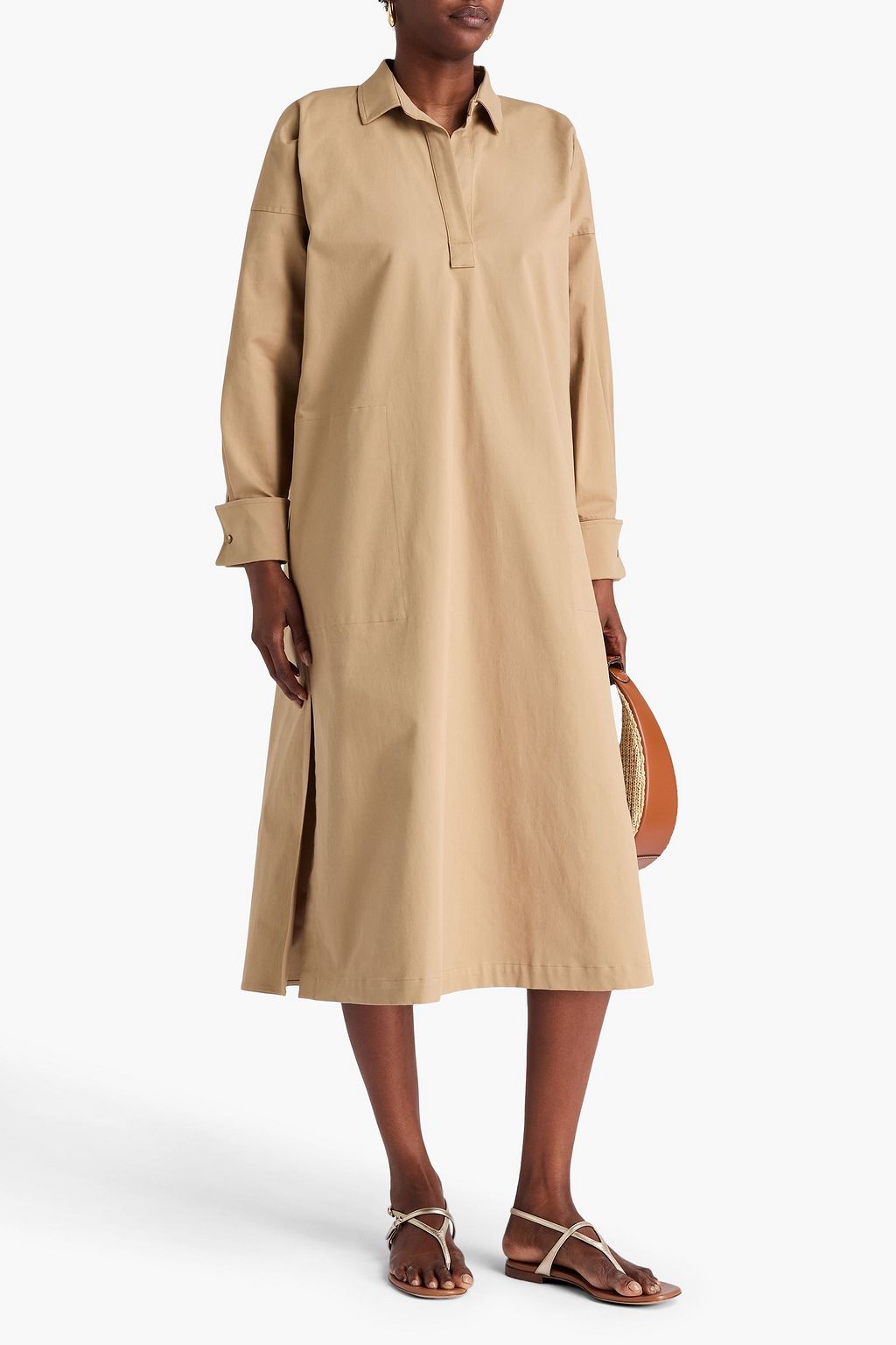 MAX MARA Midikleid aus Stretch-Baumwoll-Twill
