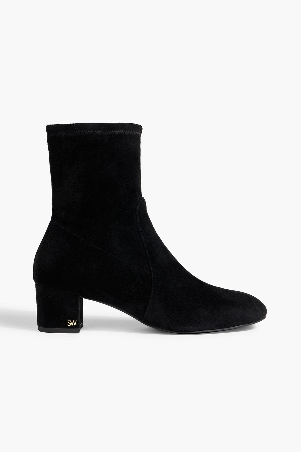 Stuart Weitzman Sofia 50 Stretch-suede Sock Boots In Black
