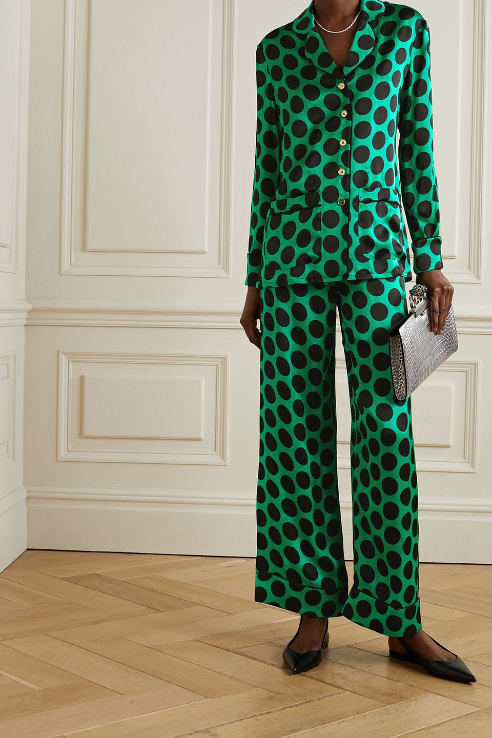  Halpern - Hemd Aus Satin Mit Polka-dots - Grün - Xs 